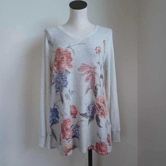 Soft Surroundings Pullover Floral Ribbed Knit Size Medium - Picture 2 of 16